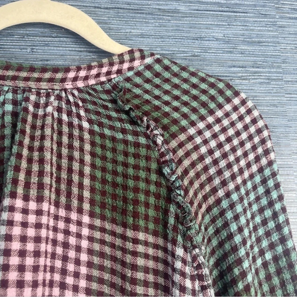 Pilcro The Romy Plaid Relaxed Buttondown Shirt - Size XS, Pink & Green - Picture 7 of 8
